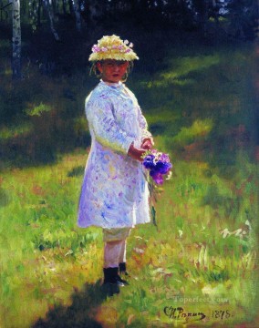  Repin Canvas - girl with flowers daughter of the artist 1878 Ilya Repin